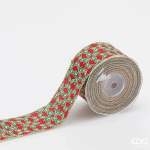 EDG Enzo De Gasperi Cinta De Acebo De Navidad H 65 Mm L 10 Mt Verde Rojo - Imagen 1 de 2