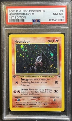 Houndour Holo 1st Edition #5 PSA 8 2001 Pokémon Neo Discovery - Image 1 of 4