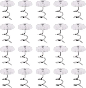 20 Upholstery Pins Bed Skirt Fabric Screws Twist Holders Headliner Tacks Clear - Picture 1 of 12