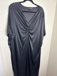 Camicia da notte caftano Natori Classics taglia L nera sciocca lunga loungewear - Foto 1 di 16