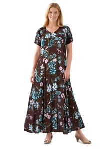 Woman Within Plus Size Petite Short-Sleeve Crinkle Dress - Picture 1 of 26