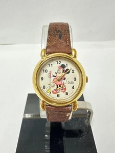 m69 Alba Minnie Mouse Quartz Watch B87 Vintage Condition 27mm Case Leather Band - Picture 1 of 7