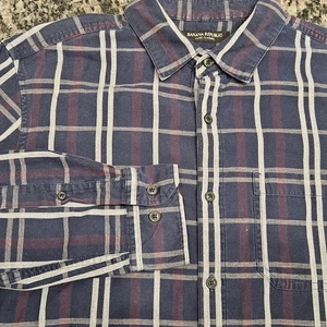 Camisa Banana Republic Luxe Franela Calce Camden Azul Borgoña Botón a Cuadros... - Imagen 1 de 7