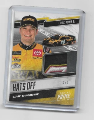 2019 Panini Prime - Hats Off ERIK JONES CAR NUMBER 2/3 DEWALT - Image 1 of 2
