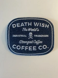 Death Wish Coffee Company Blue Denim Industrial Patch, Iron On - BRAND NEW - Picture 1 of 3