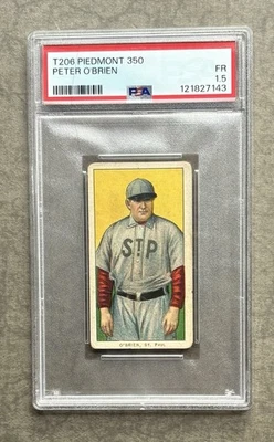 1909-11 T206 Piedmont Peter O’Brien PSA 1 St. Paul Saints Centered - Image 1 of 2