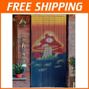 Tenda unica per porta 90 fili con perline - fatta a mano arte a fungo 35,5" L x 78" H - Foto 1 di 6
