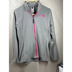 The North Face Grey & Pink Fleece Jacket Full Zip Mock Neck Girls Size XL - Picture 1 of 5