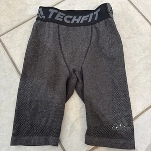 Adidas Compression Shorts Longer Techfit Boys Youth Small Gray climalite Nice! - Picture 1 of 6