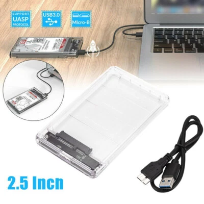 2.5" USB 3.0 SATA Box HDD Hard Disk Drive External Enclosure Transparent Case HL - Image 1 of 4