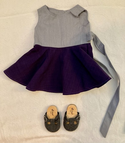 VETEMENTS Abito di qualità fatto a mano viola e grigio con scarpe da 18 pollici Bambola