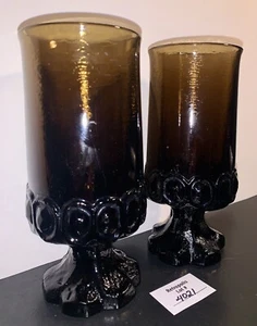 2 Tiffin Franciscan Madeira Brown Glass Goblets Vintage 1970’s - Picture 1 of 13