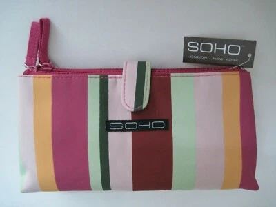 NWT SOHO, London, New York travel bag, cosmetics, multi-colored stripe - Image 1 of 3
