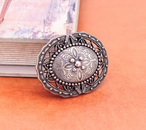 Antique Silver Western Tribal Flower Leathercraft Belt Buckle For 42MM Strap - Imagen 1 de 8