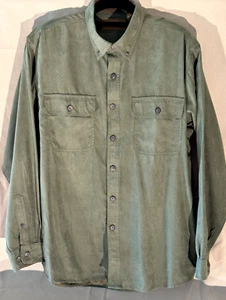 Faux Suede Olive Green Buttondown -Mens Size Medium- Clearwater Outfitters Shirt - Picture 1 of 15