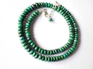SCHMUCK-STCK KETTE Chrysokoll Disk Scheiben poliert 44 - 48 cm NEU - Picture 1 of 3