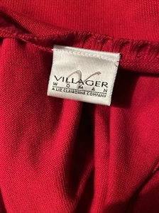 Villager Woman Liz Claiborne Co.  Red Short Sleeve Button Up Sweater - Picture 1 of 6