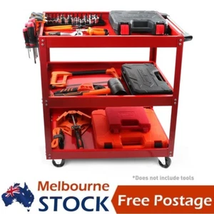 3-Tier Drawer Tool Storage Trolley Workshop Cart Steel Chest with Tools Holder - Picture 1 of 10
