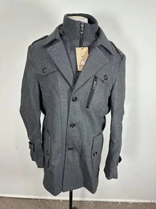 Guandoo Men’s Gray Wool Coat Size L Runs Small see the measurement - Picture 1 of 8