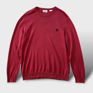 Timberland Embroidered Crewneck Jumper Size L 100% Cotton Red Retro Casual - Picture 1 of 8