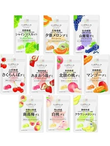 Juego de 10 sabores de frutas locales reales japonesas caramelos suaves gomosos Zen-Noh hecho en Japón - Imagen 1 de 3