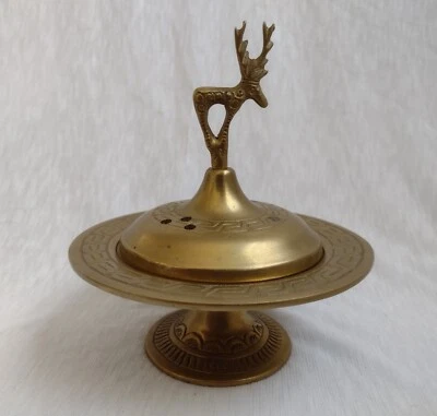 Incense Burner Excellent Solid Brass 13cm Antique Original - Image 1 of 4