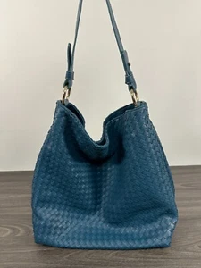Blaugrün gewebte Lulu Dharma Bucket Bag Handtasche, blau grün gewebte Schultertasche - Bild 1 von 15
