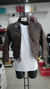 CHIODO SPECCHIO In Pelle Donna Woman Marrone VINTAGE tg M MON1412LZ - Picture 1 of 8