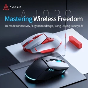 AJAZZ AJ039 Corded/Triple Mode Gaming Maus Schwarz/Rot Weiß - Bild 1 von 28