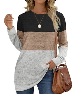 Oversized Sweatshirt for Women Crewneck Loose Fit Womens Blouses Color Block S - Picture 1 of 4