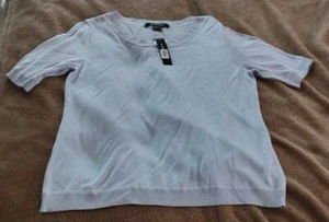 NWT Ellen Tracy Knit Blouse Top Size L Periwinkle Pullover Short Sleeve. SSH - Picture 1 of 13