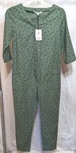 The Nines by HATCH Sz M Olive Floral Maternity Jumpsuit Button Front 3/4 Sleeve - Picture 1 of 8