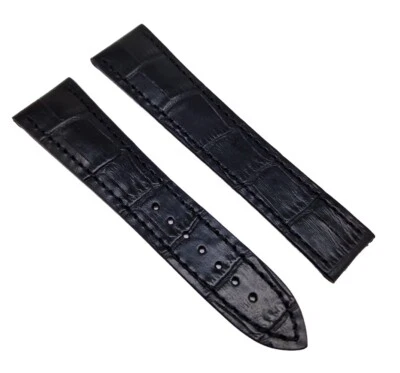 RIOS1931 Correa de reloj adecuada para cierre plegable Omega estampado cocodrilo 20, 22mm negro / 48