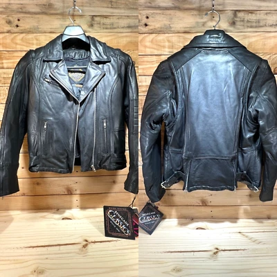 Women's Leather Motorcycle Jacket Size L New w/Tags Deep Concealed Carry Pockets - Image 1 of 4