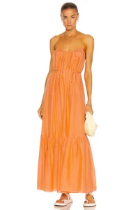 Matteau Single Tier Cotton Silk Dress Size 3 Large Papaya holiday thin belt - Picture 1 of 12