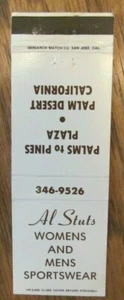 FUNDA PARA MATCHBOOK TIENDA DE ROPA: AL STUTS ROPA DEPORTIVA (PALM DESERT, CA) -G23 - Imagen 1 de 1