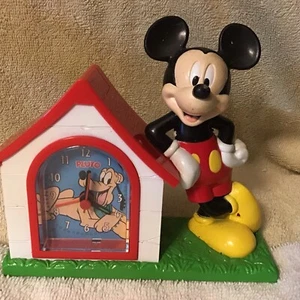 Disney Mickey Mouse with Pluto in Doghouse Battery Alarm Clock Christmas Wdw - Picture 1 of 8