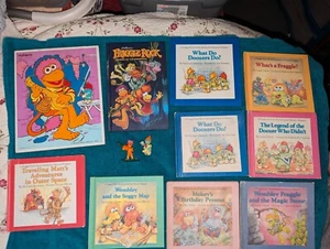 Vintage 1980's 13pc Lot Jim Henson's Fraggle Rock 1 Puzzle 9 Books 2 Figures Dvd - Picture 1 of 19