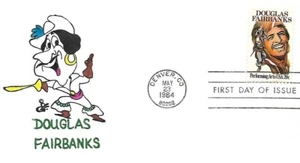 USA 1984 HAND PAINTED RICHARD ELLIS ANIMATED FIRST DAY COVER, DOUGLAS FAIRBANKS - Picture 1 of 1