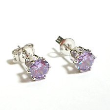 Purple Tanzanite Round White Gold Plated 5mm Stud Earrings
