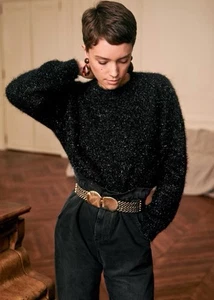 Sézane Zephir Pullover schwarz flauschig Alpaka Mohair Mischung Pulli Made in Italy M - Bild 1 von 13