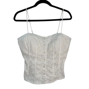 Corsé My Michelle Y2K Blanco Encaje Satinado Top Botón Frontal Correa de Espagueti Talla L - Imagen 1 de 10