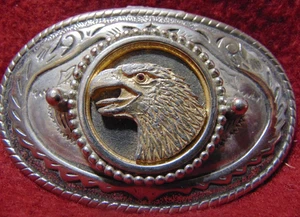 Western Circle Centerpiece Featuring an Eagle with Red Stone Eye USA Made - Picture 1 of 7