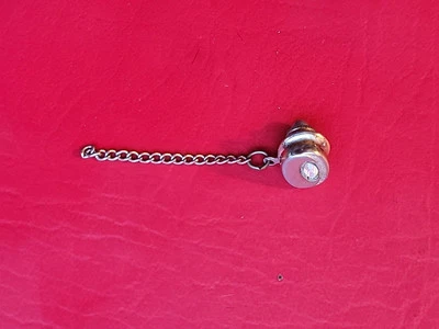 多面蛋白石领带别针带金色夹子和链条缺少 T 条 — 第 1/4 张图片