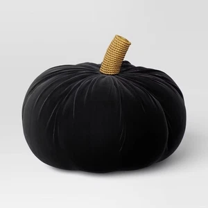 Threshold Shaped Velvet Pumpkin Fall Halloween Throw Pillow - Black #C701 - Picture 1 of 7