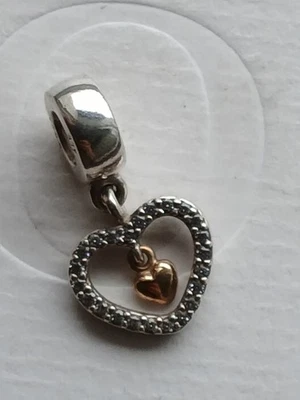 Original Pandora Element, bicolor, mit 585er Gold, retired, Herz - Bild 1 von 4