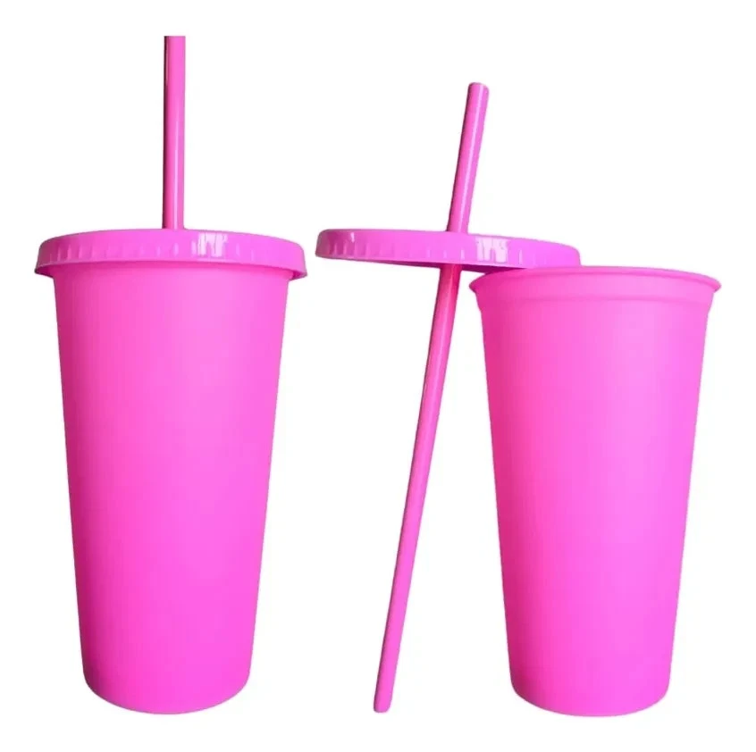 20 PACK 16 oz Party Reusable Cups With Lid And Straw Different Colors - Image 1 of 4