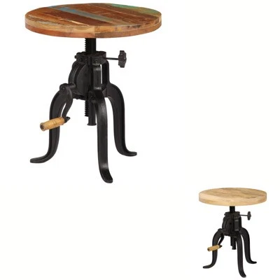 Solid Mango/Reclaimed Wood Side Table 45cm Cast Iron Outdoor Tea Stand vidaXL - image 1 of 3