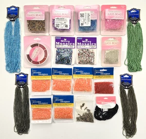 LOTTO PERLINE VETRO GIOIELLI FARE ARTI ARTIGIANATO FILI MULTICOLOR SINGOLI NUOVI SIGILLATI - Foto 1 di 9