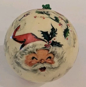 Vintage 1970er Barry Patch Reflexionen Pappmaché Decoupage Weihnachtsmann Ornament - Bild 1 von 8